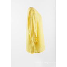 Yellow linen blouse with 3/4 sleeve